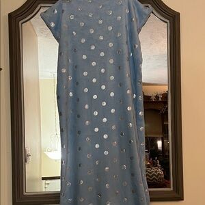 Body pillow cover light blue with silver polka dots